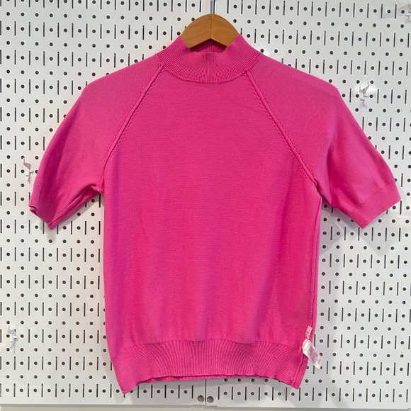 Ann Taylor Elbow Sleeve Mock Neck Sweater - Bright Pink - Small - Relaxed Fit - Picture 4 of 6